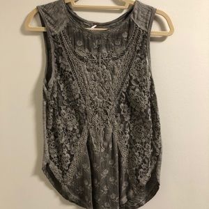 Free people grey lacey tank top